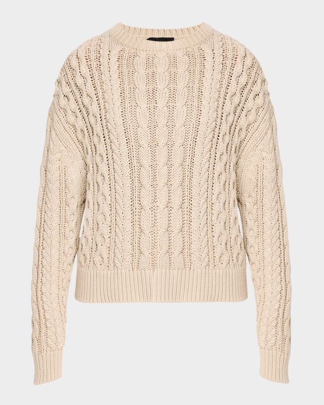 Rory Cable Open-Weave Cotton Sweater